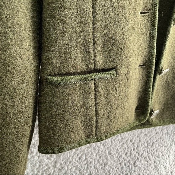 Vtg Fritz Litzlfelder Olive Green 100% Wool Women’s Jacket Sz 8 Braided Back - Picture 5 of 11